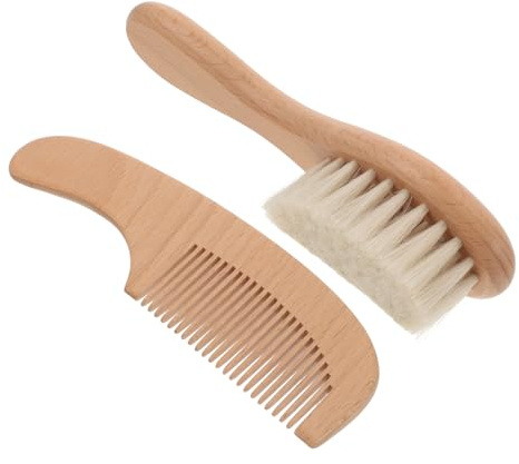 SECFOU Shampoo Boy Girl Grooming Brush Soft Hair Brush Wood Handle Scalp for Newborn Bathing Care