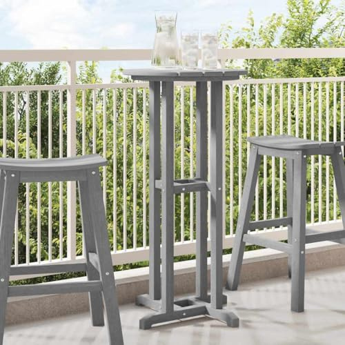 QJBSAVVA Bartisch Outdoor Hellgrau Rund 55 x 55 x 107.5 cm HDPE Wetterfester Beistelltisch für Balkon Garten und Terrasse mit Modernem Design