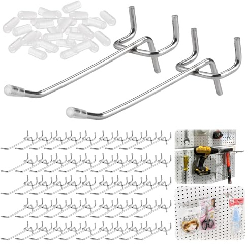 50 Ganci per Pannello Porta Utensili da 10 cm,Ganci Pannello Forato Portautensili per Parete Attrezzata Officina,Pannelli Display,Espositori, Scaffali di Supermercati, Negozi di Bricolage, Garage