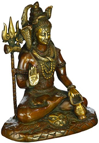 craftvatika Große Messing-Bronze-Statue des Herrn Shiva – Antik-Finish Shiv Idol – Hindu-Gott der Dreifaltigkeit – 25,4 cm hoch