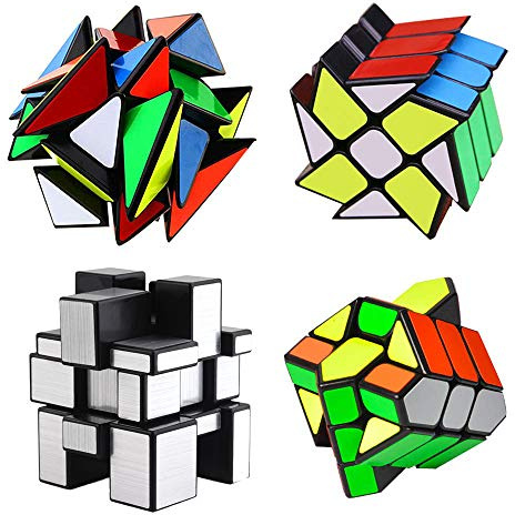 YJ Cube Set - 4-Pack, Includes 3x3 Fluctuation Angle & Mirror Puzzles, 2x3 Wheel & Square King Cubes