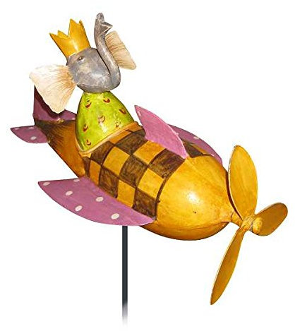 Flieger Flugzeug Hänger Dekoration Zimmerdeko Dekofigur Metall Kinderzimmer Handarbeit Bunt Bemalt Höhe ca 15cm - Gall & Zick (Elefant)
