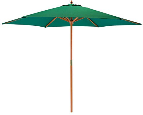 Harbour Housewares Articles ménagers Port Sun Parasol - Operated Pully, bois, Polyester Jardin Ombre - 2.7m - Vert