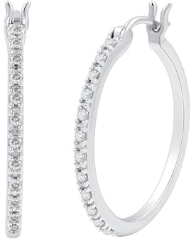 Gilded Sterling Silver .25 cttw Diamond Click Top Hoop Earrings