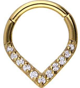 PIERCINGLINE Chirurgenstahl Clicker | SPITZ + 11 EINGEFASSTE KRISTALLE | Piercing Ring Nase Septum Ohr Helix Tragus | Farbauswahl