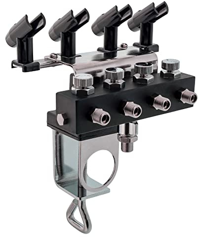 Master Airbrush Halterstation mit 4-Wege-Luftverteiler | Hält 4 Airbrush-Pistolen – Klemmen Sie sie an Tisch, Benchtop, Montage am Kompressor-Luftfilterregler – geregelter