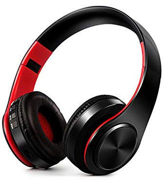 HCHL Auriculares Inalámbricos Originales Plegables, Los Mejores Auriculares Auricular Bluetooth, Auriculares Deportivos Inalámbricos con Ranura para Tarjeta SD (Color : Black Red)