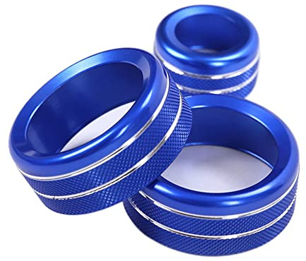 CHEYINGCHIDIY Car AC Climate Control & Radio Volume Button Knob Ring Cover Compatible with BMW 1 2 3 3GT 4 Series X1 F20 F22 F30 F31 F32 F33 F80 F82 F87 F48(Blue with AUTO Letter)