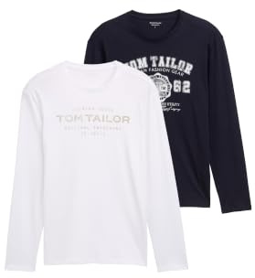 TOM TAILOR Hombre Camiseta de manga larga en paquete doble 1034857, 10690 - Knitted Navy, XXL