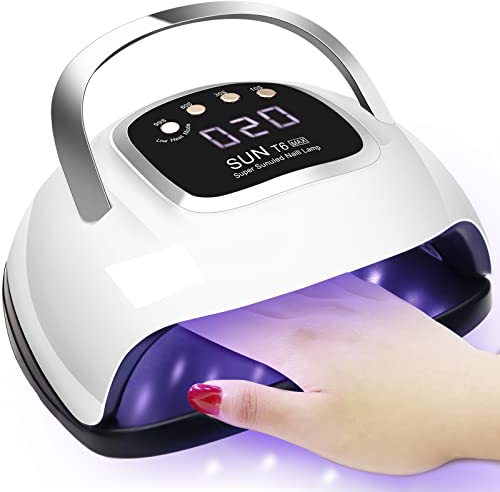 LKE 220W UV Lampe für Gelnägel,UV Nagellampe mit verbessertem Ladestecker und 4 Timern,LCD-Display,Infrarotsensor,abnehmbarer Basis,UVLampe Led Lampe Nägel,UV Lampe (24,1 x 23 x 11,4 cm; 495 g)