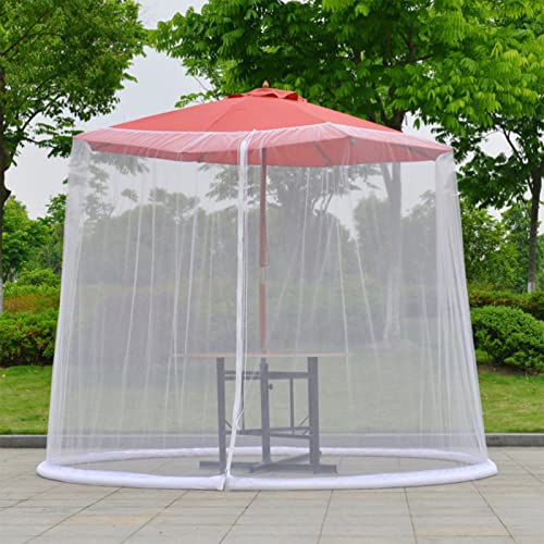 TRGCJGH Zanzariera per Ombrellone da Patio, Rete per Ombrellone A Baldacchino, Accessorio per Zanzariera Regolabile, Schermo per Ombrelloni Sfalsati per Esterni,White
