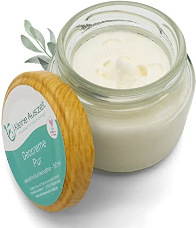 Kleine Auszeit Manufaktur Natronfreie Deocreme Pur 50 ml, hochwirksam ohne Aluminium, Natron oder Zinkoxid, plastikfrei, vegan, ohne Palmöl