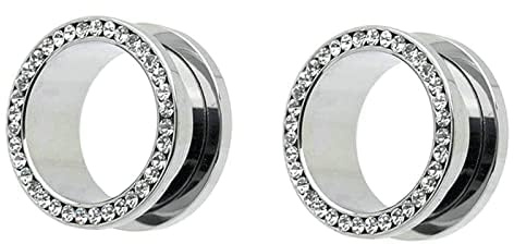 Ayoiow 2 STK Plugs Edelstahl, Plugs mit Zirkonia Ear Plug Tunnel