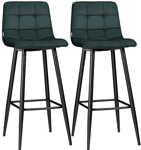 HOMCOM Lot de 2 Tabourets de Bar Design Pieds Acier 105H cm Vert Foncé