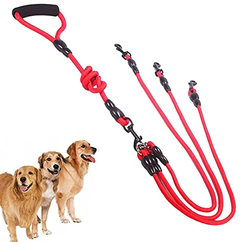 Guinzaglio 3 In 1 per Cani - Estendibile e Regolabile Con Manico Imbottito Morbido Staccabile in Nylon - Per Uno Due Tre Pet Walking Escursionismo
