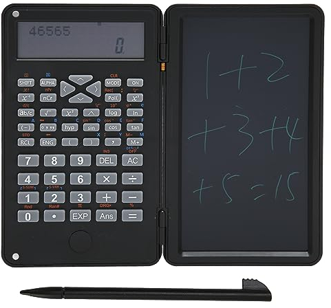 Taschenrechner mit Notizblock, 10-stelliger Tischrechner mit Großem LCD-Display, Tragbarer Wissenschaftlicher Multifunktionsrechner für Büro, Schule und Zuhause (Schwarz)