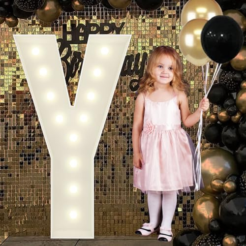 4FT Marquee Light Up Letters Y, Big Marquee Letter for Baby Shower Birthday Engagement Wedding Marry Me Party Decor
