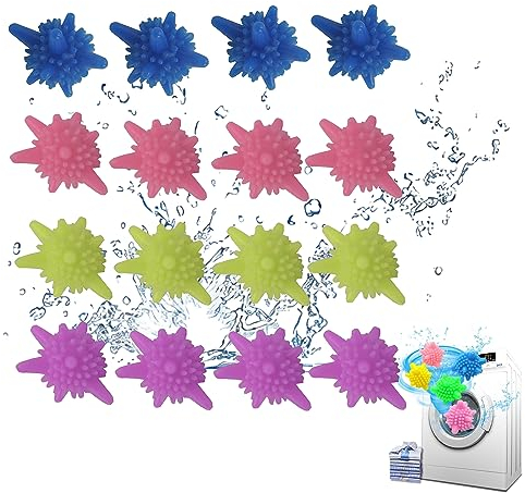 16 Pcs Tumble Dryer Balls, Reusable Laundry Balls for Washing Machine Eco-Friendly Detangle Balls for Washing Machines Anti Static Washing Machine Balls, Reduce Static Cling & Wrinkles(Color Random)