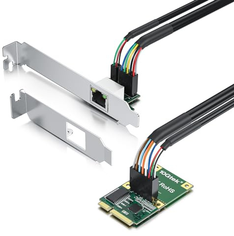 10Gtek Mini PCIe 2.5G Ethernet Network Card, 30-cm Cable Length, with LED Light, Single Port RJ45, Mini Pice Interface, not for M.2
