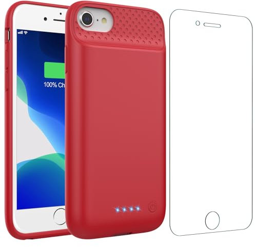 Feob Battery Case for iPhone 8/7/6s/6/SE (2022/2020), Powerful 7000mAh Slim Portable Protective Charging Case - Red