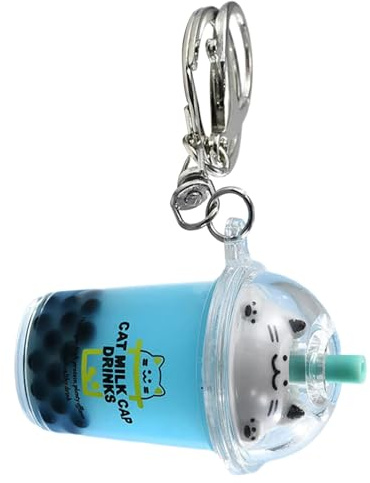 Kobeleen Katze Bubble Tea Anhänger Cartoon Milchtee Anhänger Schlüsselanhänger Modische Acryl Schlüsselanhänger Schmuck für Rucksäcke und Telefon