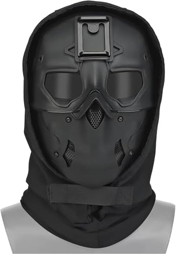 Taktische Vollgesichtsmaske Mit Linse, Jagdausrüstung, Helmmaske Mit Abnehmbarem Gesichtsschutz Und Gepolstertem Schwammpolster, Airsoft-Paintball-Wargame-Maske Und Schutzbrille(D)