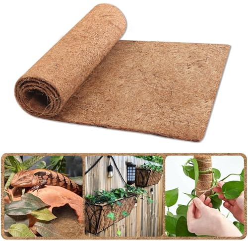 Riare Natural Coco Liner Roll, Coconut Planter Liners, Coco Hanging Basket Liner for Planter Reusable Coco Fiber Mat for Baskets Animal Pet Pad DIY Moss Pole Garden Decoration (30 x 200c)