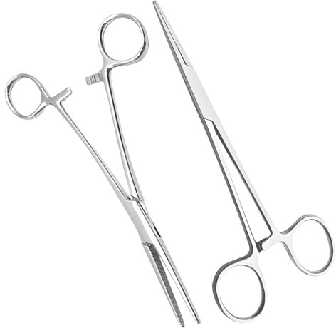 2 Piezas Alicates Rectos de 14cm, Acero Inoxidable Alicates para Pescar, Pinzas para Mascotas,Tijeras para el Cuidado de Mascotas, Soporte de aguja, Diseño de Diente de Sierra