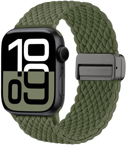 Maledan Bracelet Tressé Compatible avec Apple Watch, Bracelet 45mm 44mm 46mm 49mm 42mm 41mm 40mm 38mm, Solo Loop Nylon Magnétique pour iWatch Series 11 10 9 8 7 6 5 4 3 2 1 SE Ultra