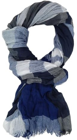 Ella Jonte Herrenschal blau weiß grau leichter breiter weicher Viskose Schal