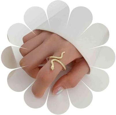 Aneneiceera Vintage Schlangenring Halb Offener Schlangenring Gold Schlange Öffnung Fingerring Punk Reptil Schlangenring Verstellbar Gothic Statement Ring Schmuck Für Frauen
