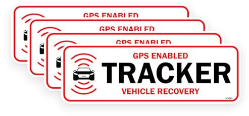 4 PACK - Small 11cm TRACKER GPS ENABLED VEHICLE SECURITY Self Adhesive Stickers - Water Proof - Alarm, Sign, Notice, Decal, Warning, Car, Van SG371
