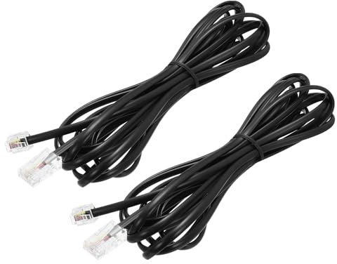 sourcing map 2 Pack RJ45 8P4C to RJ11 6P4C Adapter Converter Cable, RJ45 to RJ11 Adapter Telephone Handset Cord for Home, Office, 9.8ft, Black