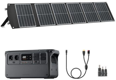 DJI Power 1000 Tragbare Powerstation, 1024 Wh Solargenerator mit 1 x 100 W faltbarem Solarpanel, für Camping/Wohnmobile, 70 Min. Schnellladung, 2200W Dauerleistung. MPPT separat.
