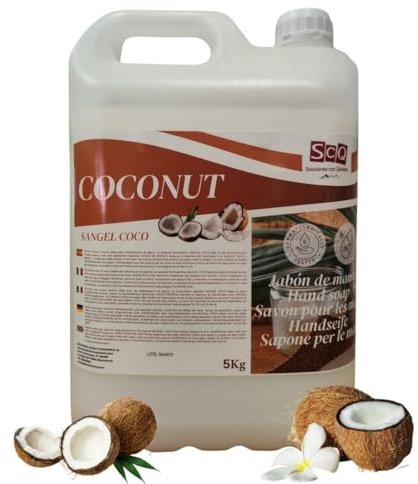 Savon Liquide pour les Mains 5L | Savon Liquide pour tous types de peau pH neutre | Parfum noix de coco | Gel pour usage quotidien qui nettoie et prend soin de la peau | Bonne mousse.