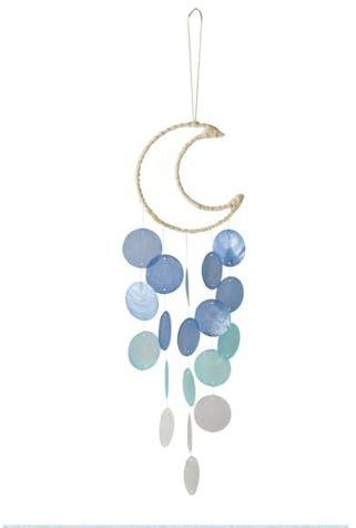 Aniyan Muschel Windspiel Boho Deko Outdoor, Perlmutt Windspiele für Draußen Hängend, Muscheln Deko für Balkon Terrasse Garten, Traumfänger Muschel-Windspiele Blau