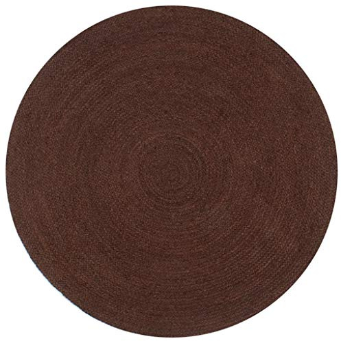 HOMEELIKE Teppich Handgefertigt Jute Rund 90 cm Braun