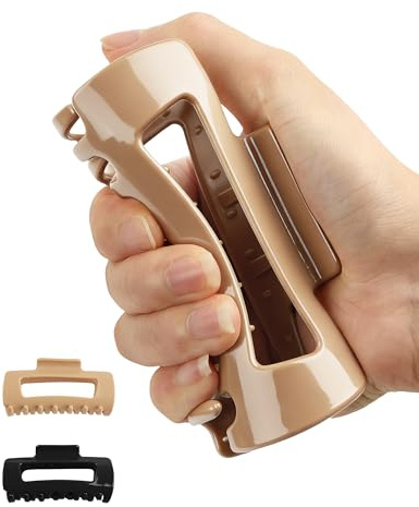 lulir Soft Hair Clip, Elastische Haarklammer 2 Stück, Haarspangen Damen 11cm,Rutschfest & Leicht, Große Haarspange für Dickes & Dünnes Haar, Perfekt für Arbeit,Freizeit& Feste(Schwarz+ Kaffee)