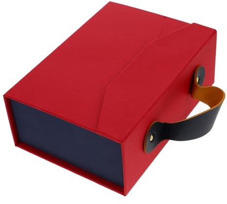 minkissy Große Rote Geschenkbox aus Papier und Pu mit Leichtem Gewicht und Einfacher Struktur Kreative Mehrzweckbox als Hochzeitsbox oder Geschenkverpackung