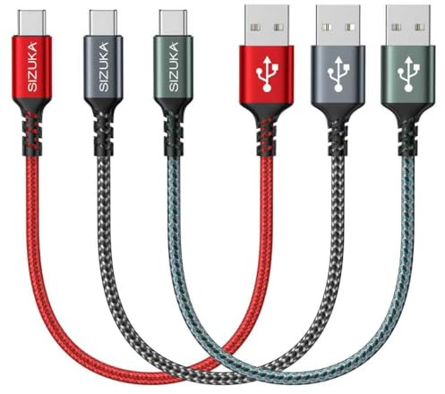SIZUKA Cable Usb C Carga Rapida 3Pack 0.3m 3.1A Cable Carga Rapida Tipo C | Nylon Carga Rápida y Sincronización Cable USB C para Samsung Galaxy S22 S21 S20 S10 S9 S8 A71 A51 Note 20 10, Xiaomi Google