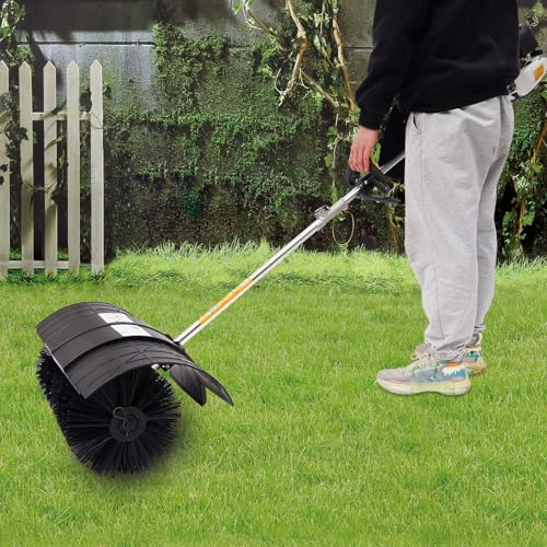 52CC Sweeper Artificial, 5500-8500rpm Gas Powered Brush Broom, Grass Sweeping Brush Cleaner, Handheld+Side Hanging Type, Broom Sweeper Artificial Grass Gas Power for Patios Driveways Street