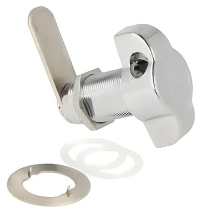 Gedotec Spindschloss aus Metall - Chrom poliert DIN Rechts - Ø 19 x 25 mm - Drehriegelschloss für Vorhängeschloss Ø 5 – 7 mm - Spind-Türschloss für Metallschränke, Holzschränke, Schließfachgriff 300