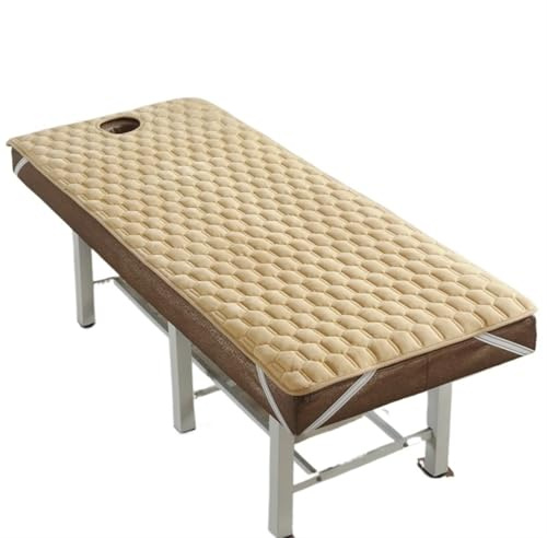 Coprimaterasso Per Lettino Da Massaggio Materasso for letto da salone di bellezza, cuscino spesso, materasso antiscivolo, tappetino for, for massaggio Tuina con foro(Khaki,60x180cm)