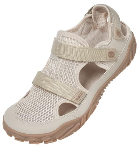 Hsyooes Sandali Sportivi Donna Sandali da Trekking Uomo All'aperto Scarpe barefoot Regolabile Scarpe da Spiaggia Estivi beige 42EU