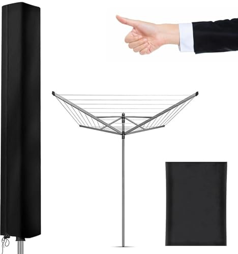 CHSEROK Wäschespinne Schutzhülle, 210D Oxford-Stoff Hülle für Wäschespinne, 160 × 15 × 15 cm Abdeckung Wäschespinne, mit Reißverschluss und Kordelzug, für Dreh-Wäschetrockner