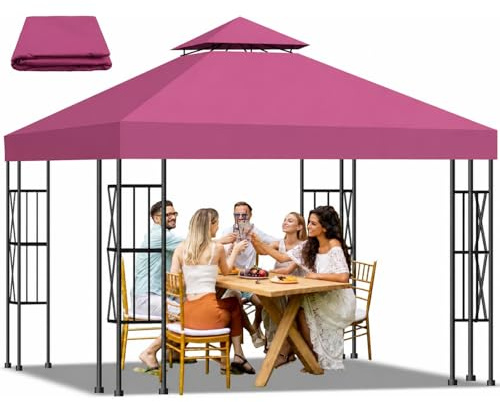 Qdreclod Toldo Recambio Pergola 3x3 m, Techo de Repuesto con Ventilación para Cenador de Jardín, Cubierta Amovible Lona Impermeable con Protección UV para Barbacoa, Bodas, Fiestas y Camping