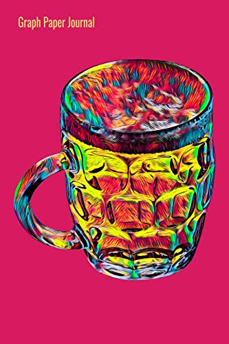Graph Paper Journal: 140 Squared Pages for Journaling Ideas or Keeping a Diary Grid Interior Pink With Colorful Beer Pint Glass Cover Art, 6 x 9 inches (15 x 23 cm)