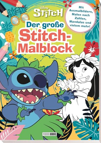 Disney Stitch: Der große Stitch-Malblock: Malblock mit Ausmalbildern, Malen nach Zahlen, Mandalas und vielem mehr!