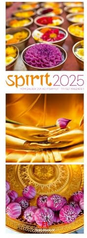 Spirit Kalender 2025, Triplet-Wandkalender im Hochformat (33x66 cm) - Farbintensiver Dekokalender zum Thema Buddhismus, Spiritualität und Achtsamkeit
