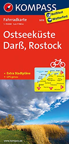 KOMPASS Fahrradkarte 3019 Ostseeküste, Darß, Rostock, 1:70.000: Fahrradkarte. GPS-genau
